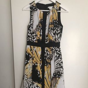 NY and CO Stretch Black White Yellow Dress Size 4